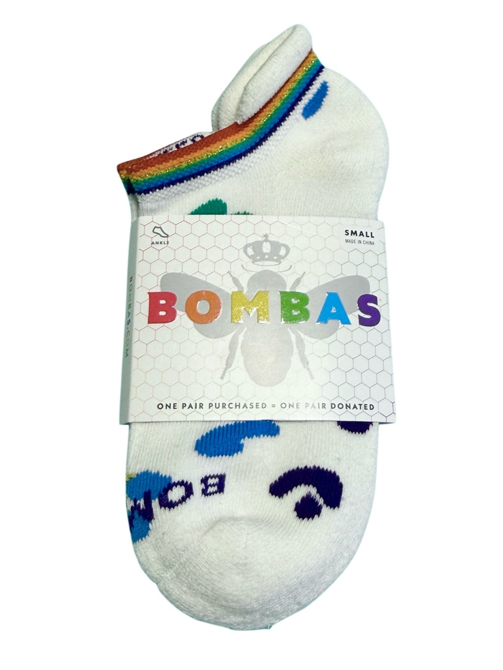 Bombas Bee Proud Rainbow Pride Socks Women's Small Ankle New LGBTQ Colorful